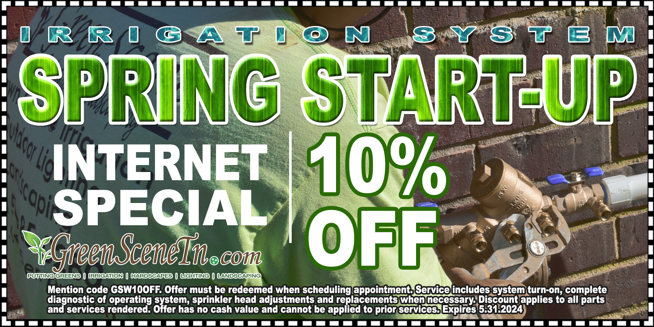 Save on the spring start up of your irrigation with savings from GreenSceneTN.