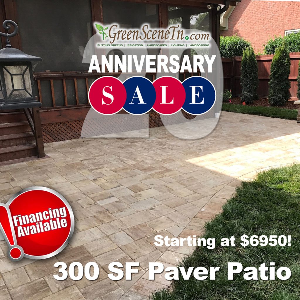 Online special 300 patio offer from Green Scene Irrigation and Landscaping.