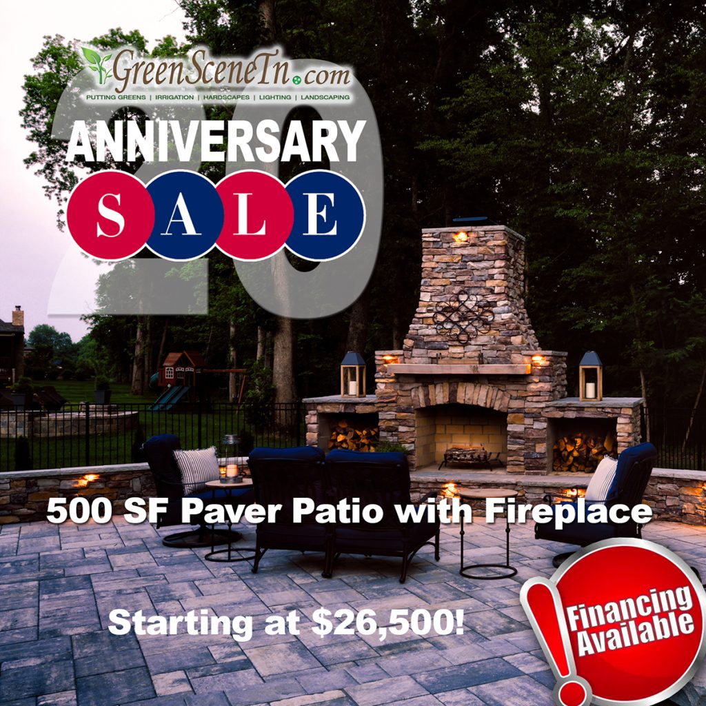 Special online offer patio and fireplace from Green Scene Irrigation and Landscaping